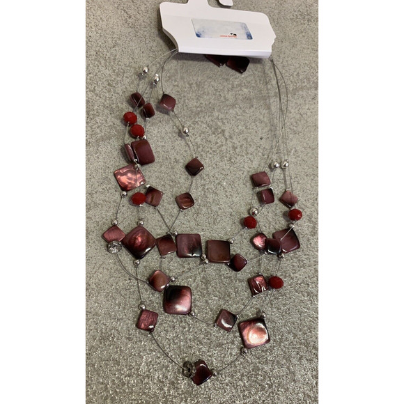 NEW Color Beautiful Necklace & Earning Set With Red Genuine Shells Jewelry Set - Picture 5 of 6